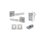 Brunswick Lever Square Rose Entrance Kit w High Security Lock Brushed Chrome
