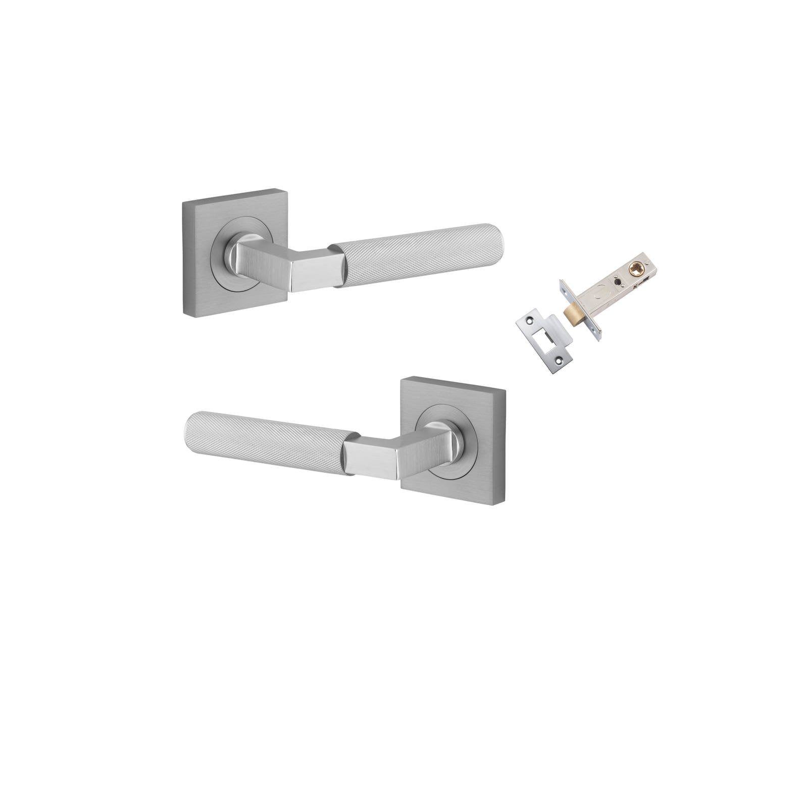 Brunswick Lever Square Rose Passage Kit Brushed Chrome