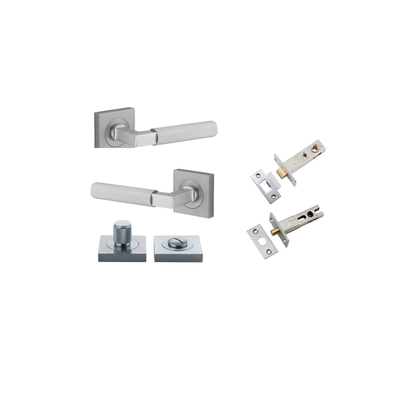 Brunswick Lever Square Rose Privacy Kit Brushed Chrome