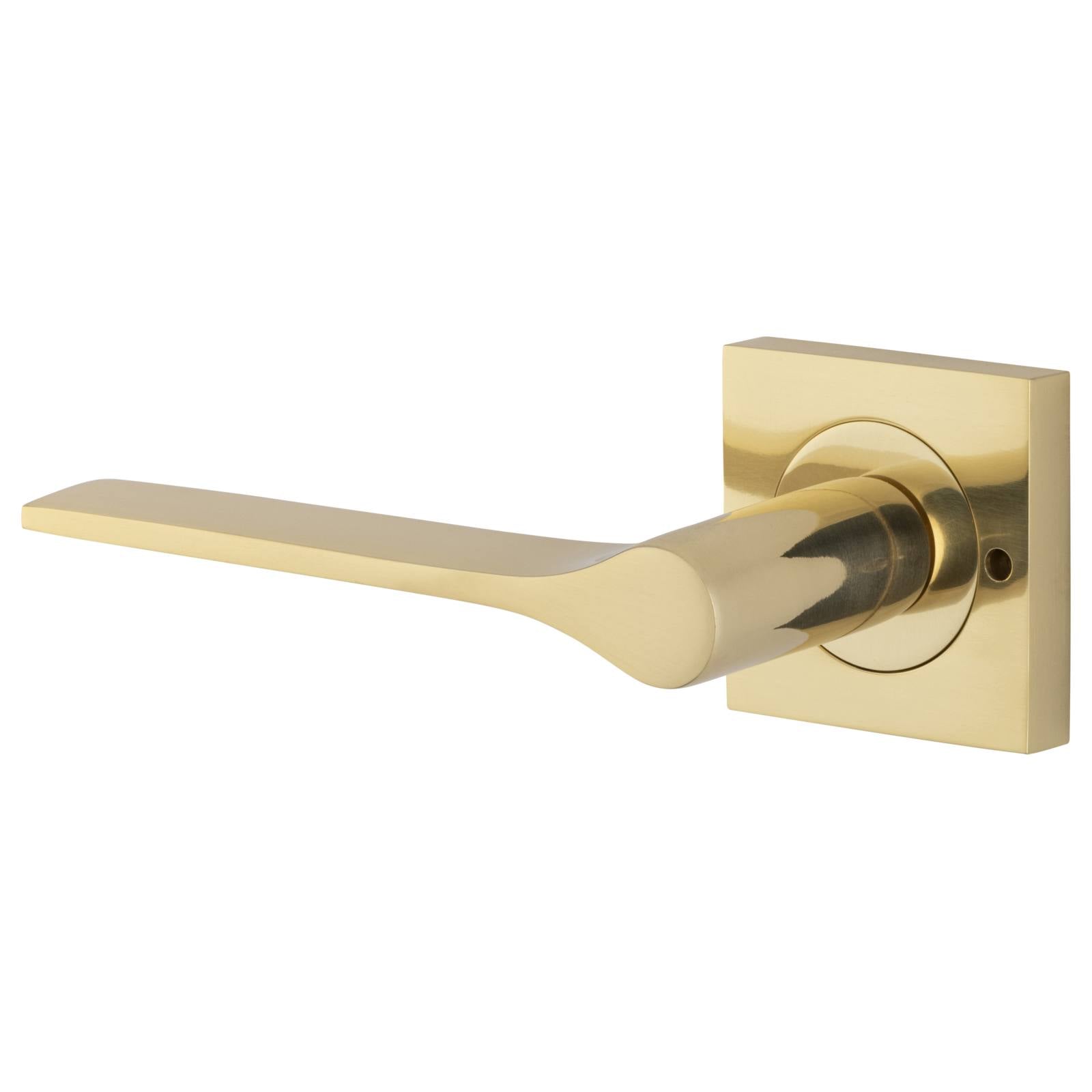 Como Lever Square Rose Privacy Kit (Inbuilt Privacy) Polished Brass