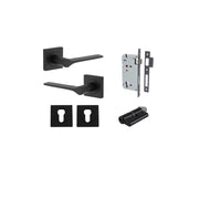 Como Lever Square Rose Entrance Kit w High Security Lock Matt Black