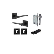 Como Lever Square Rose Entrance Kit w High Security Lock Matt Black