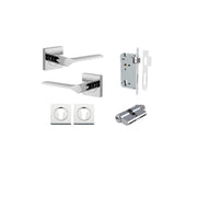 Como Lever Square Rose Entrance Kit w High Security Lock Polished Chrome
