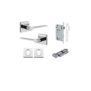Como Lever Square Rose Entrance Kit w High Security Lock Polished Chrome