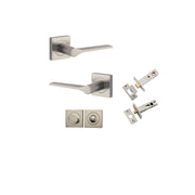 Como Lever Square Rose Privacy Kit Satin Nickel
