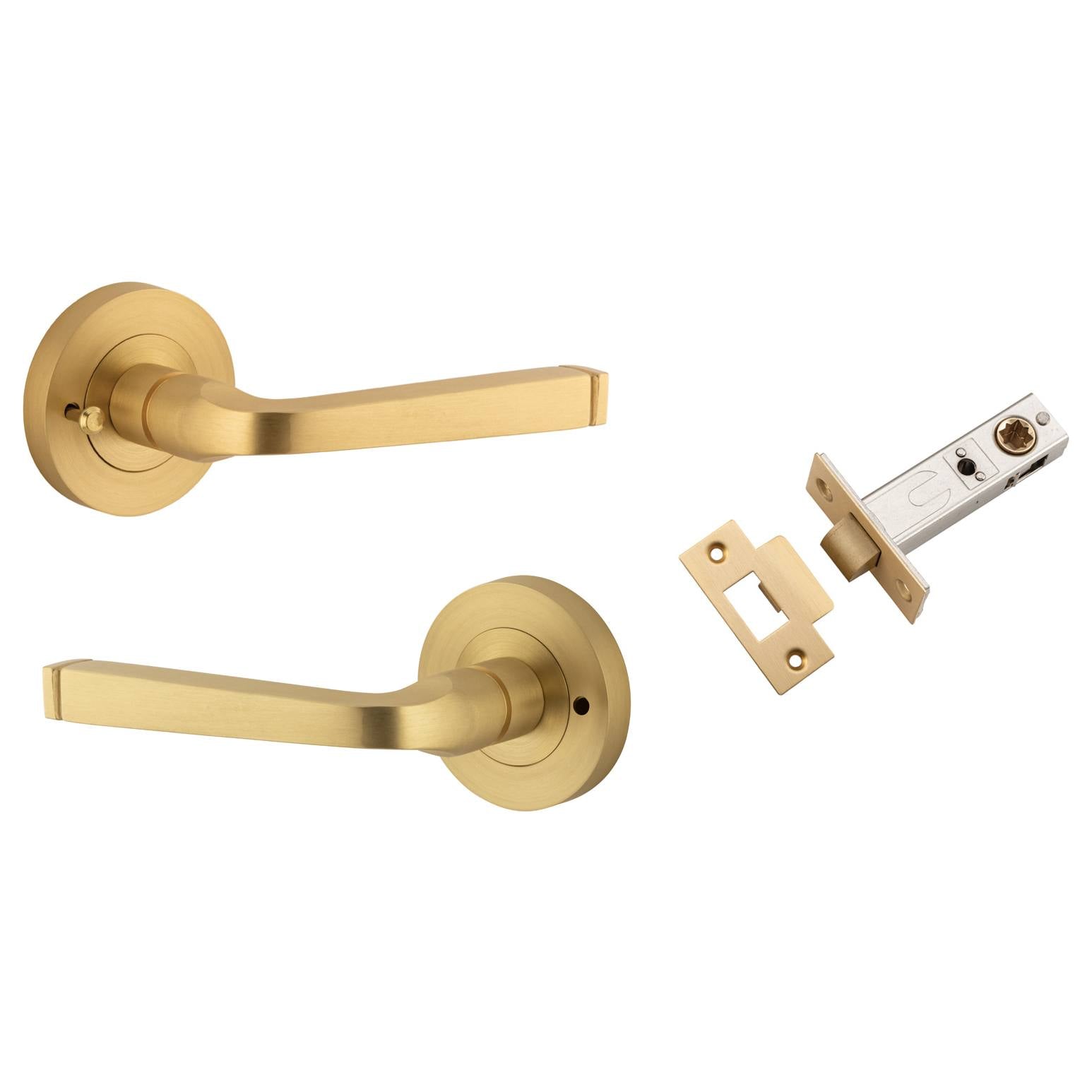 Annecy Lever Round Rose (Inbuilt Privacy) Brushed Brass