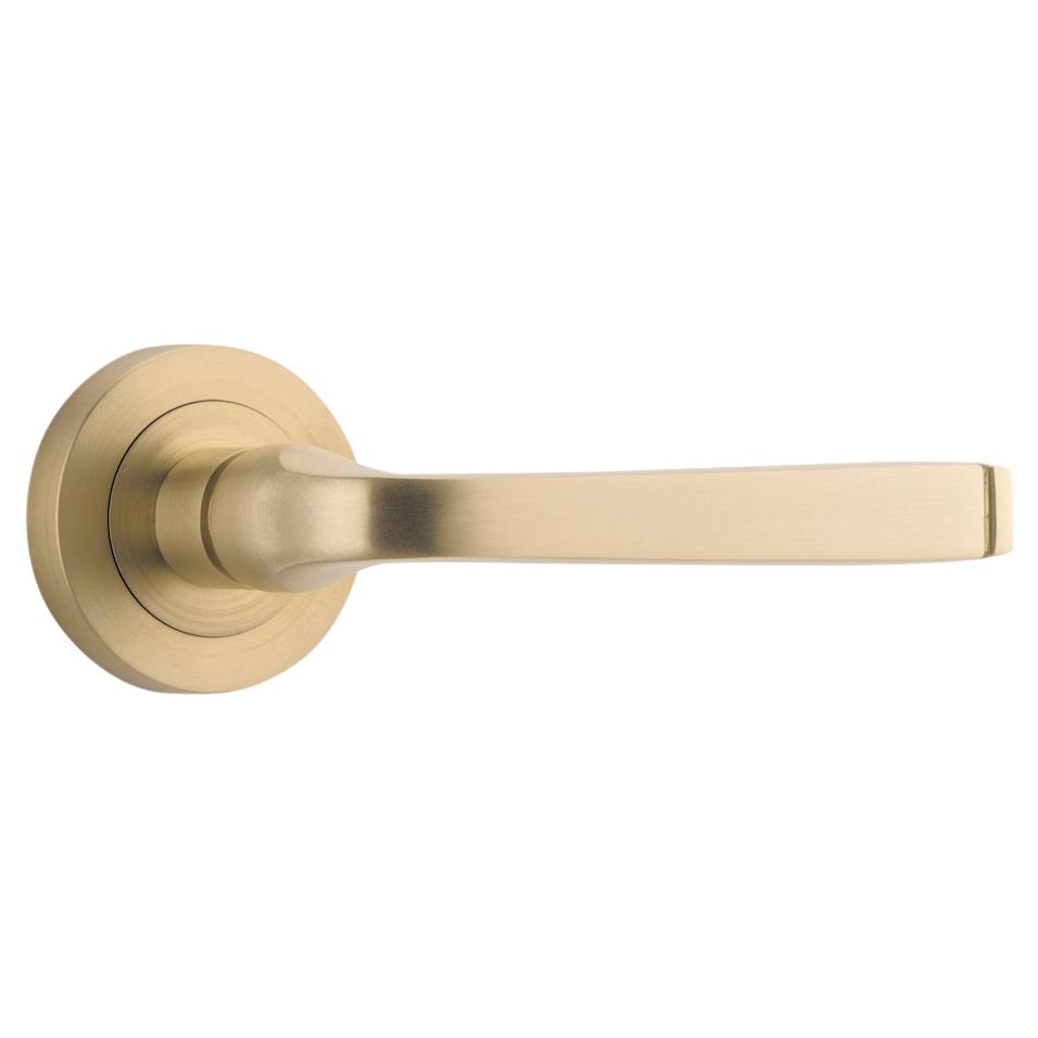 Annecy Round Rose Lever, Brushed Brass