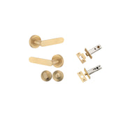 Bronte Lever Round Rose Privacy Kit w Separate Privacy Turn Brushed Brass