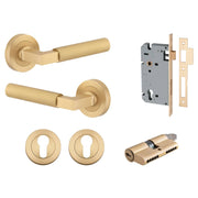 Berlin Lever Round Rose Entrance Kit w High Security Lock Brushed Brass