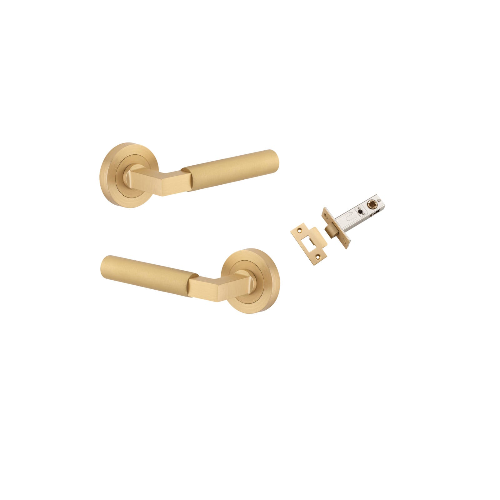 Berlin Lever Brushed Brass Round Rose Passage Kit