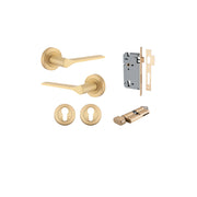 Como Lever Round Rose Entrance Kit with High Security Lock, Brushed Brass