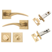 Oxford Lever Square Rose Privacy Kit w Separate Privacy Turn Brushed Brass