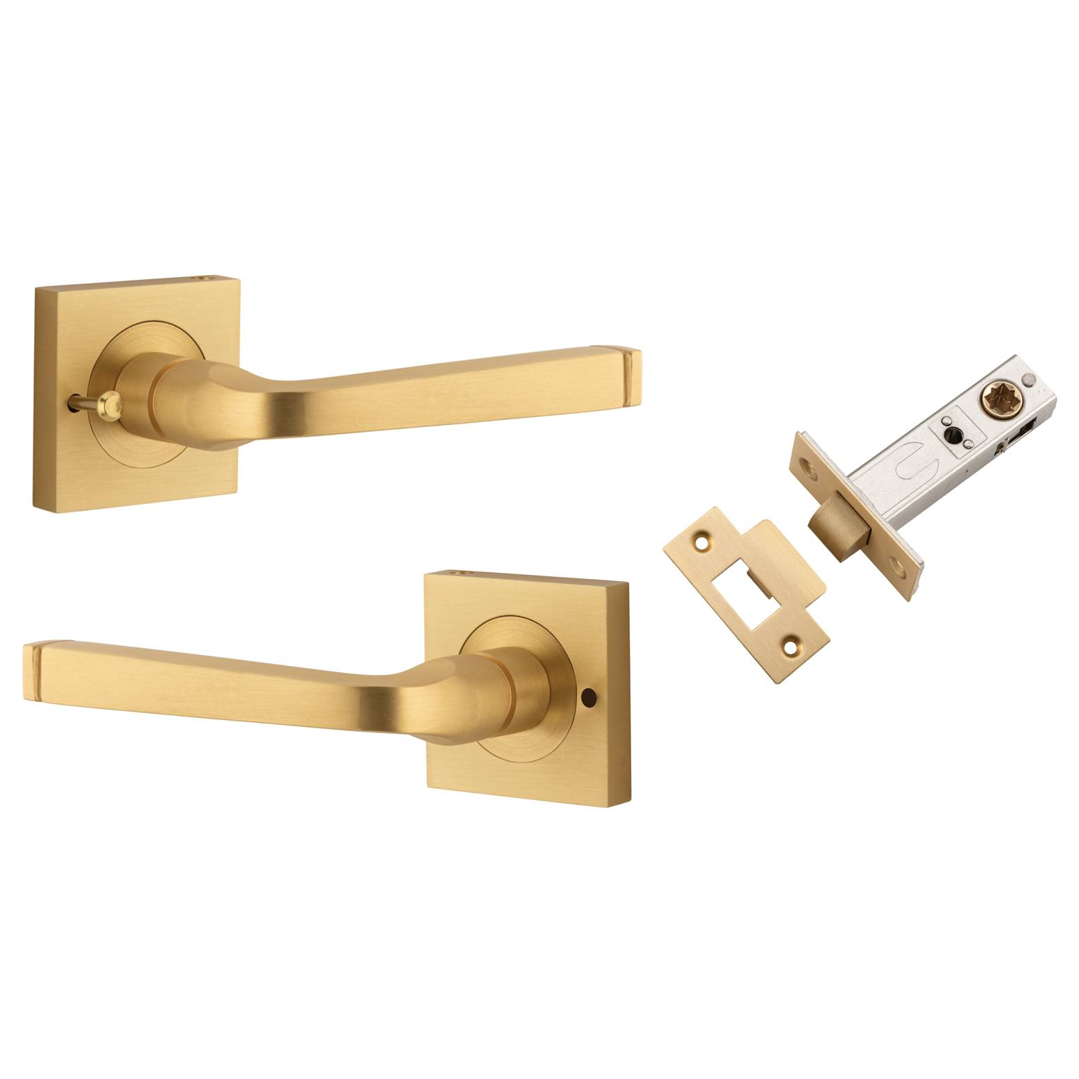 Annecy Lever Square Rose (Inbuilt Privacy) Brushed Brass