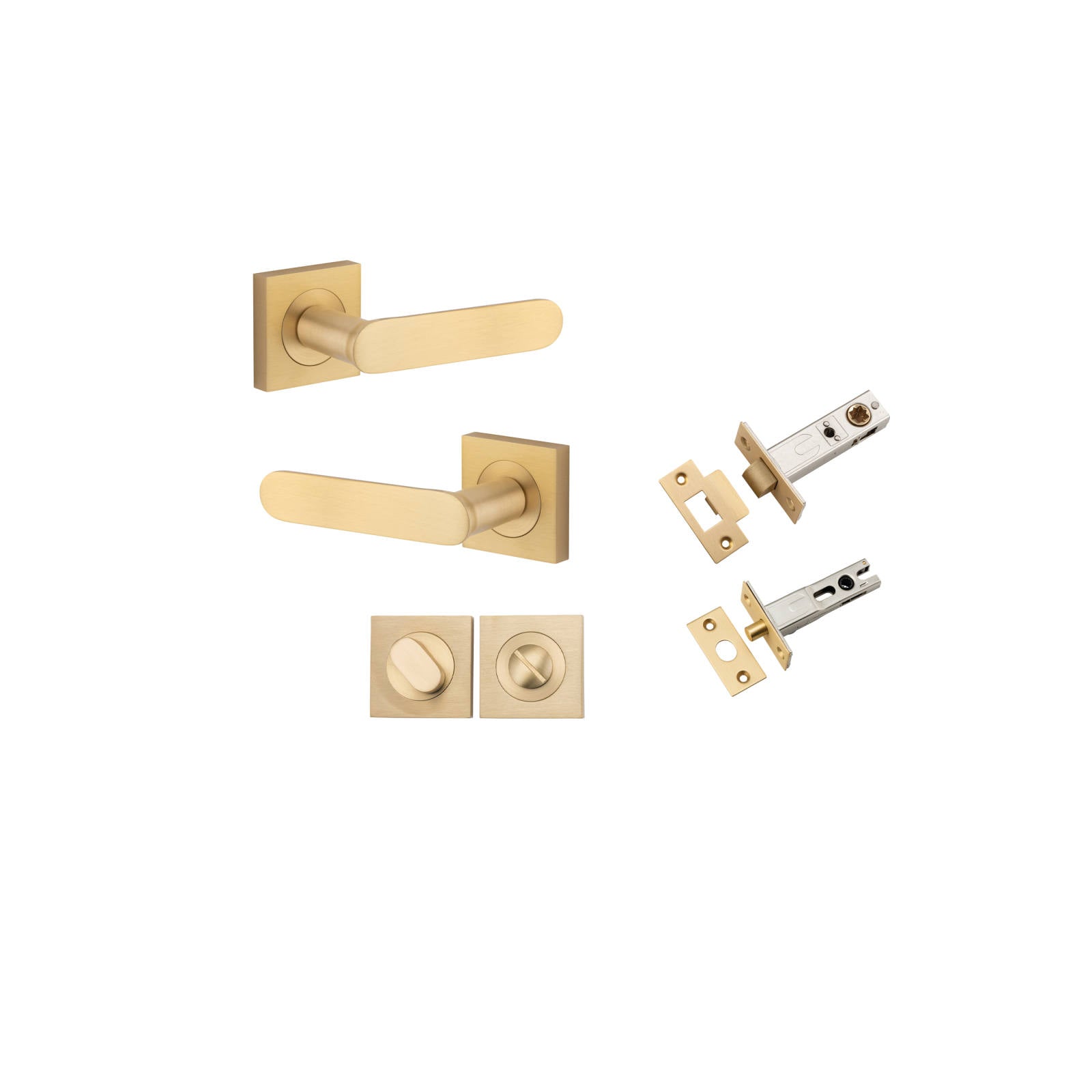 Bronte Lever Square Rose Privacy Kit w Separate Privacy Turn Brushed Brass