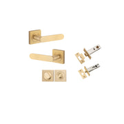 Bronte Lever Square Rose Privacy Kit w Separate Privacy Turn Brushed Brass