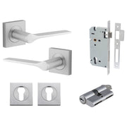 Como Lever Square Rose Entrance Kit w High Security Lock Brushed Brass