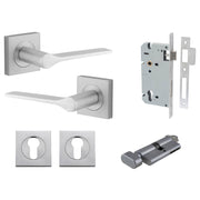 Como Lever Square Rose Entrance Kit w High Security Lock Brushed Brass