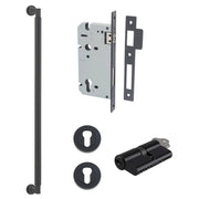 Brunswick Pull Handle 600mm Entrance Kit w Separate High Security Lock Matt Black