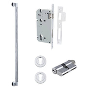Brunswick Pull Handle 600mm Entrance Kit w Separate High Security Lock Polished Chrome