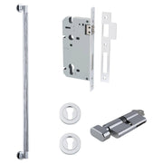 Brunswick Pull Handle 600mm Entrance Kit w Separate High Security Lock Polished Chrome