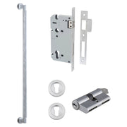 Brunswick Pull Handle 600mm Entrance Kit w Separate High Security Lock Brushed Chrome