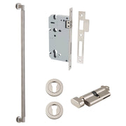 Brunswick Pull Handle 600mm Entrance Kit w Separate High Security Lock Satin Nickel