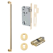 Berlin Pull Handle 600mm Entrance Kit w Separate High Security Lock Polished Brass