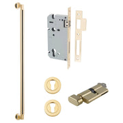 Berlin Pull Handle 600mm Entrance Kit w Separate High Security Lock Polished Brass