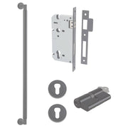 Berlin Pull Handle 600mm Entrance Kit w Separate High Security Lock Matt Black