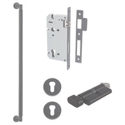 Berlin Pull Handle 600mm Entrance Kit w Separate High Security Lock Matt Black