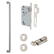 Berlin Pull Handle 600mm Entrance Kit w Separate High Security Lock Satin Nickel