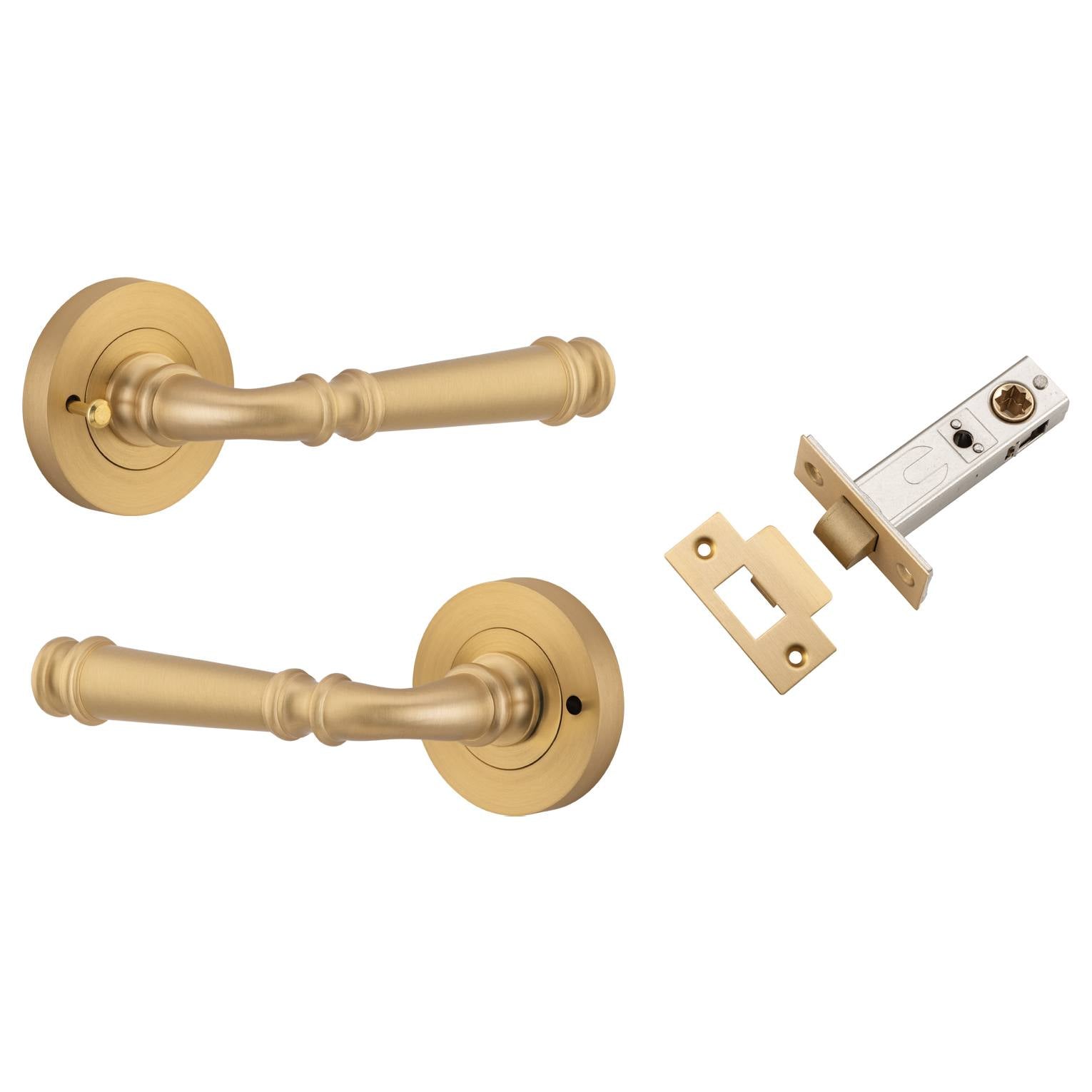 Verona Lever Round Rose (Inbuilt Privacy) Brushed Brass