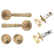 Verona Lever Round Rose Privacy Kit with Separate Privacy Turn Brushed Brass