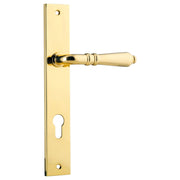 Sarlat Rect. 85mm Euro Lever Set, Polished Brass