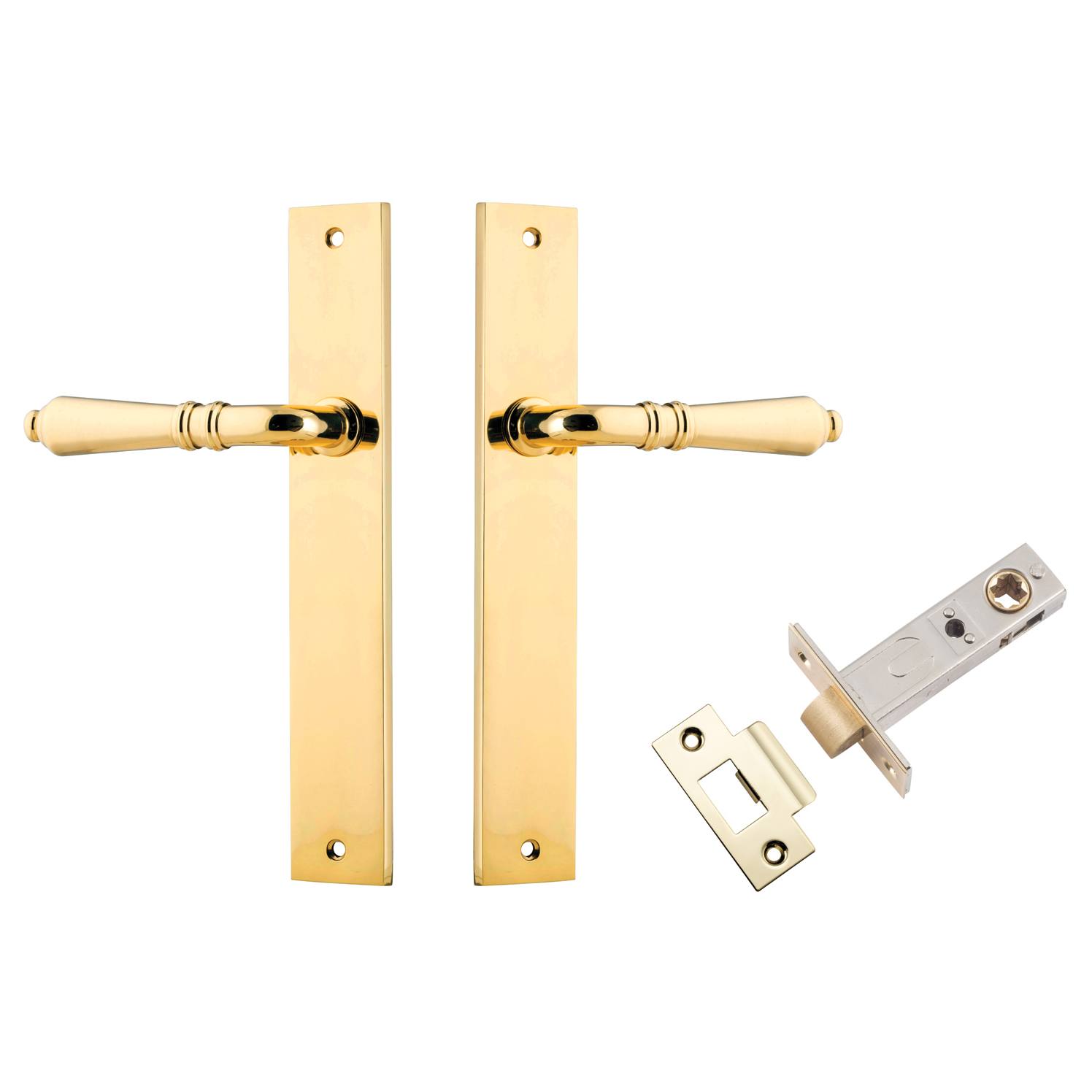 Sarlat Lever Rectangular Backplate Passage Kit Polished Brass
