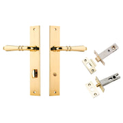 Sarlat Lever Rectangular Backplate Privacy Kit w Privacy Turn Polished Brass