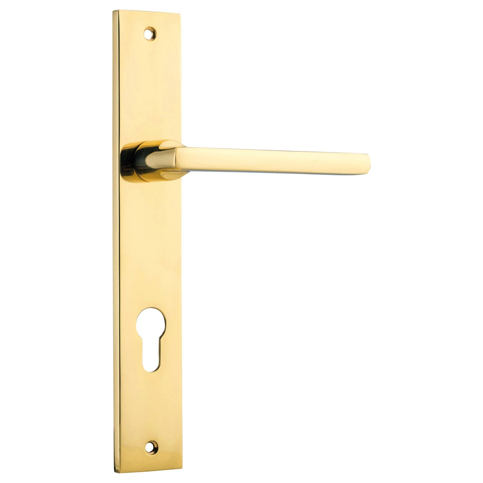 Baltimore Rect 85mm Euro Lever Set, Polish Brass