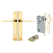 Baltimore Lever Rectangular Backplate Entrance Kit w High Security Lock Polished Brass