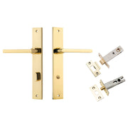 Baltimore Lever Rectangular Backplate Privacy Kit w Privacy Turn Polished Brass