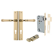Verona Lever Rectangular Backplate Entrance Kit w High Security Lock Polished Brass