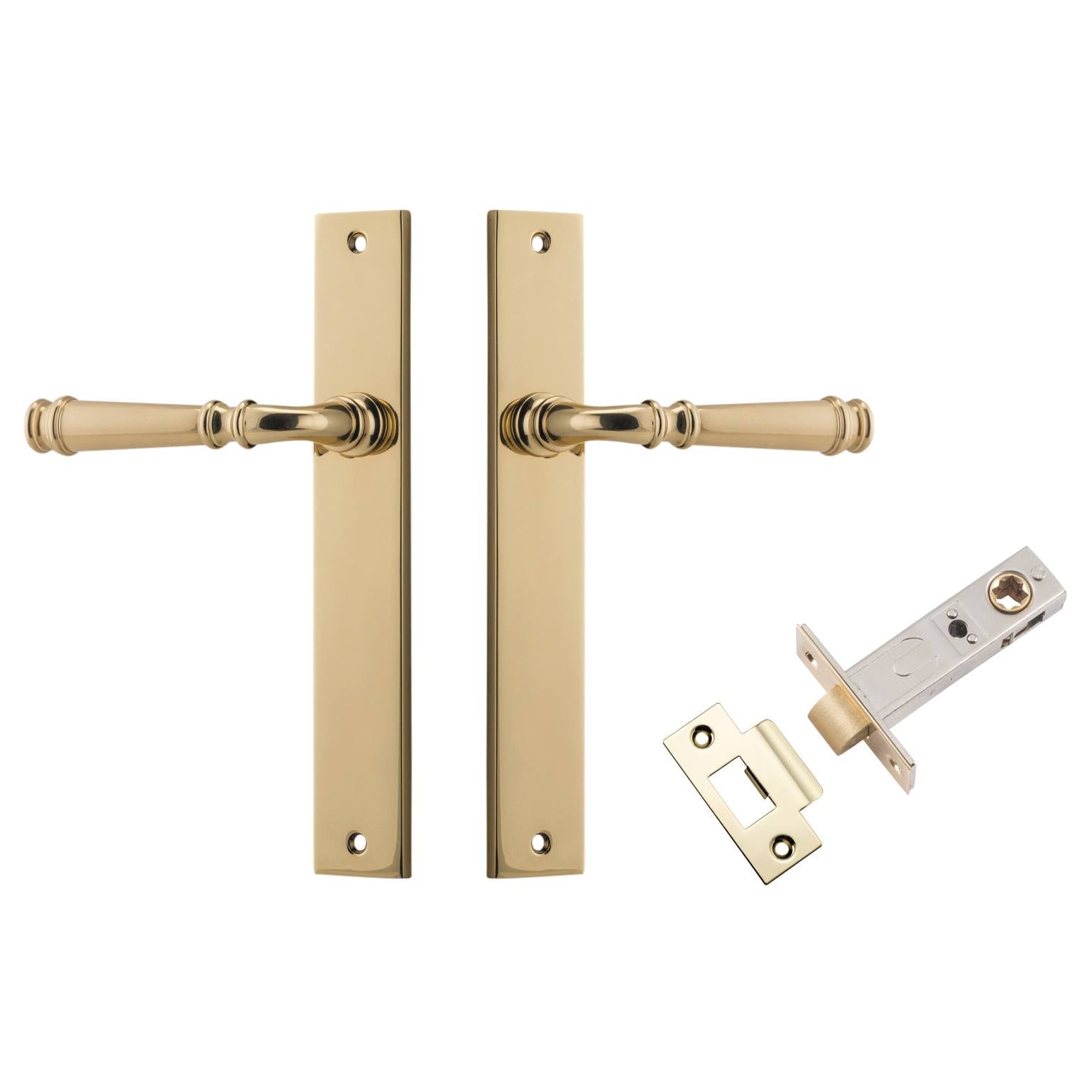 Verona Lever Rectangular Backplate Passage Kit Polished Brass