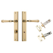 Verona Lever Rectangular Backplate Privacy Kit w Privacy Turn Polished Brass