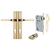 Annecy Lever Rectangular Backplate Entrance Kit w High Security Lock Polished Brass