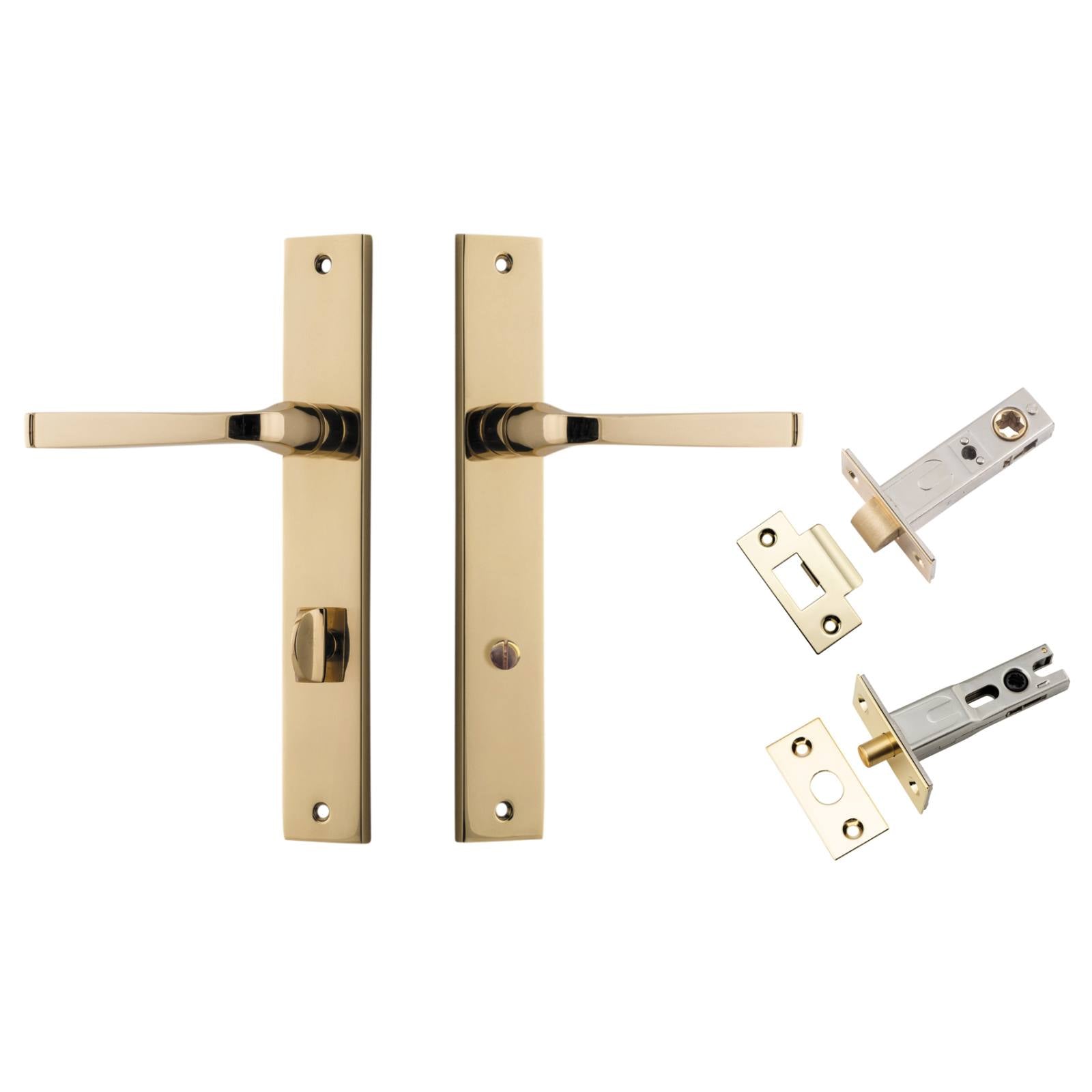 Annecy Lever Rectangular Backplate Privacy Kit w Privacy Turn Polished Brass