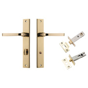 Annecy Lever Rectangular Backplate Privacy Kit w Privacy Turn Polished Brass
