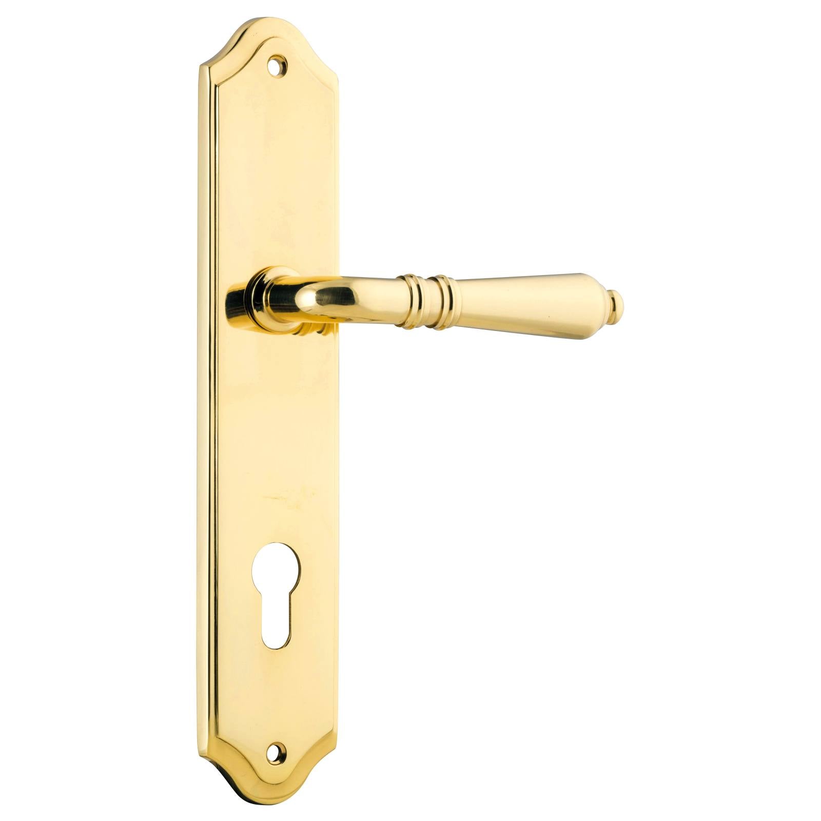 Sarlat Shouldered 85mm Euro Lever Set, Pol. Brass