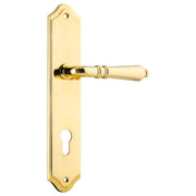Sarlat Shouldered 85mm Euro Lever Set, Pol. Brass
