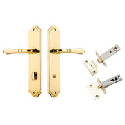 Sarlat Lever Shouldered Backplate Privacy Kit w Privacy Turn Polished Brass