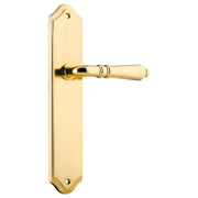 Sarlat Shouldered Lever Latch Set, Pol. Brass