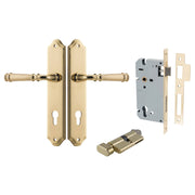 Verona Lever Shouldered Backplate Entrance Kit w High Security Lock Polished Brass